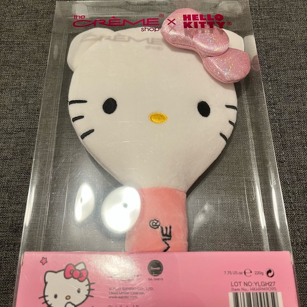 Hello Kitty Pink and White Plush Hand Mirror